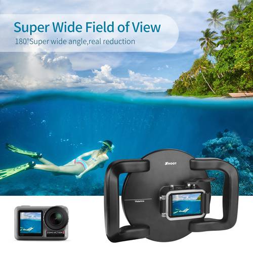 Dual Handheld Dome Port Waterproof Diving Housing Case Cover with Trigger for DJI Osmo Action Camera Lens Accessories
