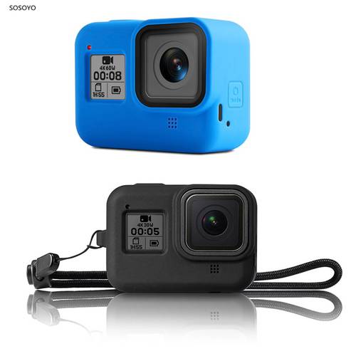 Soft Silicone Case Protective Cover Shell + Lanyard For Gopro Hero 8 Black Action Camera Accessoriess