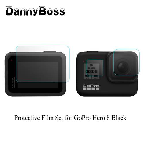 for GoPro Hero 8 Black Protective Film Set Tempered Glass Lens Back Front Screen Protector