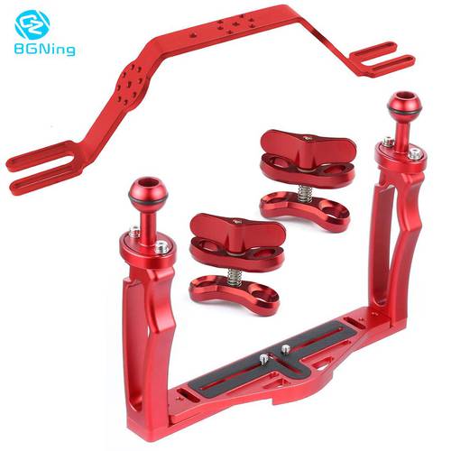 BGNing Dual Handle Aluminium Alloy Tray Stabilizer Rig for Underwater Camera Housing Case Diving Tray Mount for GoPro Action CAM