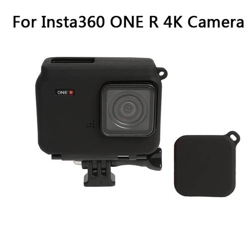 for Insta360 NOE R 4K Lens Cover Protection Accessories Silicone Protective Case for Insta 360 One R 4K(Black)