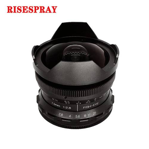 RISESPRAY 7.5mm F2.8 Fisheye Lens 180° for Sony NEX E-mount for Fuji XF APS-C / Panasonic Olympus Macro 4/3 Mirrorless Cameras J