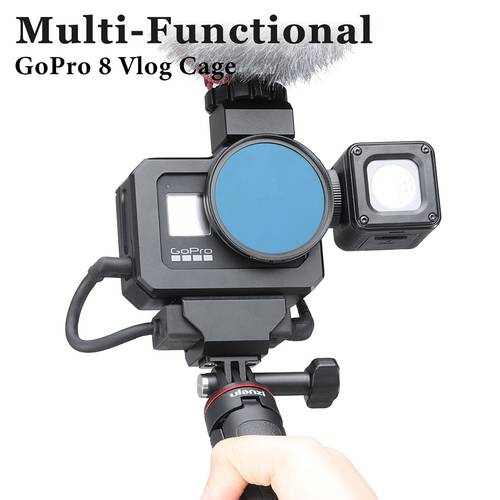 Ulanzi Metal Case for GoPro Hero 8 Black Vlog Cage with Cold Shoe Extend Microphone Fill Light GoPro 8 Camera Accessorie
