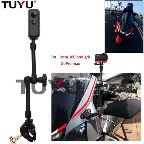 Motorcycle Bike Camera Holder Handlebar Mirror Mount Bracket1/4 Metal Stand For GoPro Insta 360 ONE X R Action Cameras Accessory