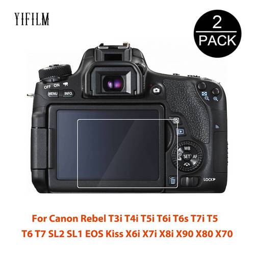 2Pcs For Canon Rebel T3i T4i T5i T6i T6s T7i T5 T6 T7 SL2 SL1 EOS Kiss X6i X7i X8i X90 X80 X70 Screen Protector Tempered Glass