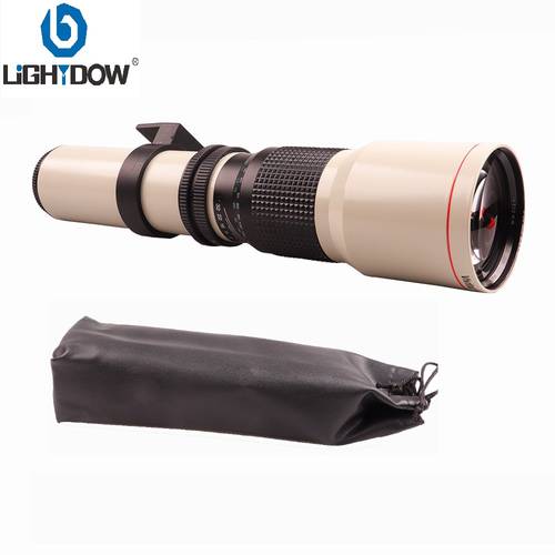 Lightdow White 500mm F8.0-F32 Lens Manual Telephoto Zoom Camera Lens + T2 Adapter Ring for Cannon Nikon Sony Olmpus Cameras