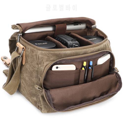 Vintage Canvas Photography Shoulder Bag Sling SLR Camera Carrying Case Small Travel Casual Messenger Bags for Nikon Sony Canon