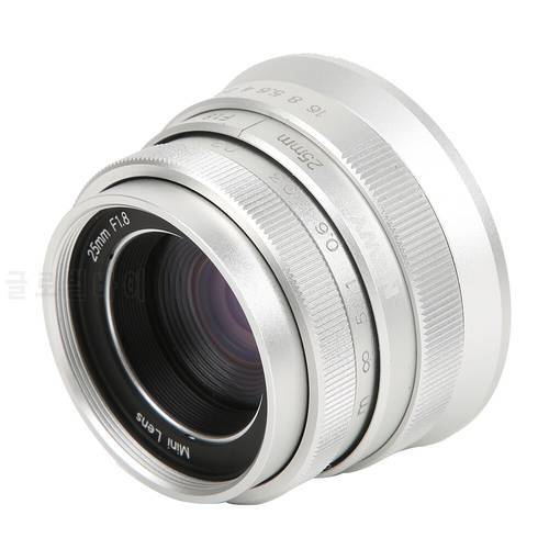 NEWYI 25mm F1.8 Mark II Large Aperture Fixed Manual Focus Lens for Fuji FX for Sony E Mount for M4/3 Mount for Canon EOS M Mount