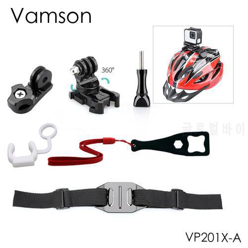 Vamson for Go Pro Adjustable Bike Helmet Strap Head Hero 11 10 9 8 7 for Insta360 X3 ONE X2 for OSMO Action Xiaomi Yi VP201X