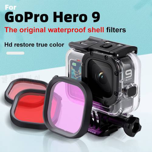 3-Pack Filters Kit Magenta Snorkel Lens Red Color Filter for GoPro HERO9 10 11Black Super Suit original Housing Case Accessories