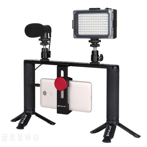 PULUZ 4 in 1 Vlogging Live Broadcast Rig Filmmaking Recording Smartphone video Stabilizer Film Steady Handle Grip Rig For iPhone