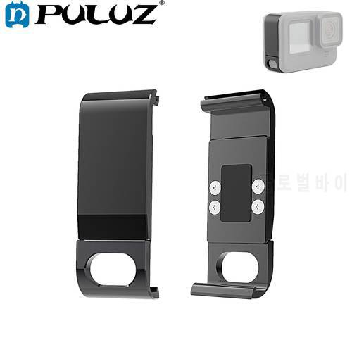 PULUZ For Go Pro Accessories Metal Side Interface Flip Battery Cover For GoPro HERO10/HERO 9 Black Removable Battery Case