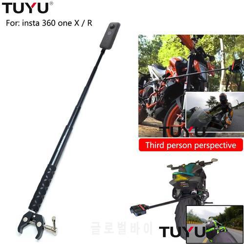 TUYU Motorcycle Bike Camera Holder Handlebar Mirror Mount Bracket Stand For Insta360 One R Invisible Selfie Stick Accessories