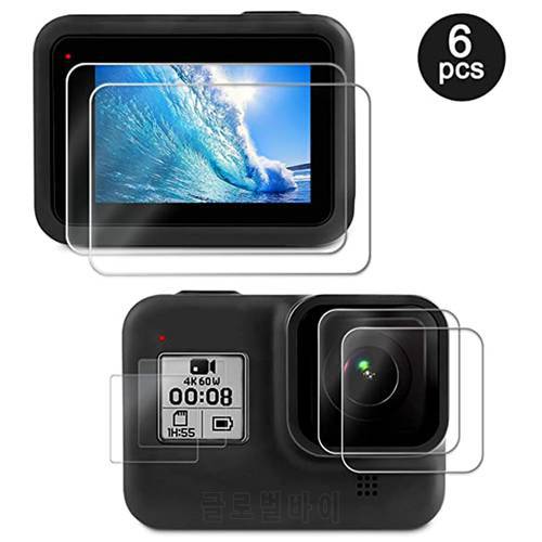 6Pcs Camera Lens Tempered Glass Film HD Screen Protector Dustproof Protective Film for GoPro 8 Sports & Action Video Cameras