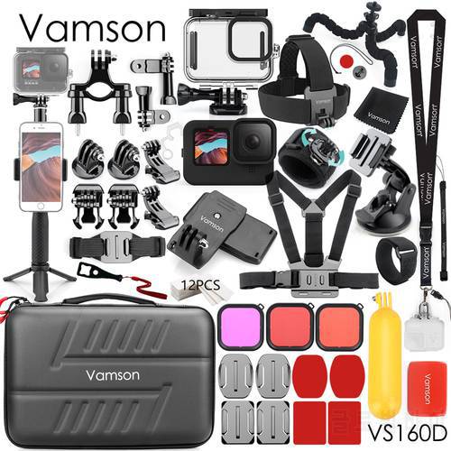 Vamson for GoPro Hero 11 10 9 Accessories Kit Waterproof Housing Case Set for Go Pro Hero 10 9 Black Tripod Mount Monopod VS160