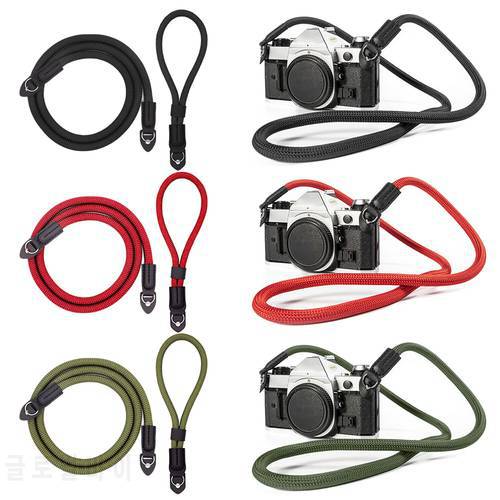 Besegad Vintage Camera Strap Handmade Nylon Leather Neck Shoulder Sling Belt with Wrist Strap for Leica Nikon Fuji Pentax Canon