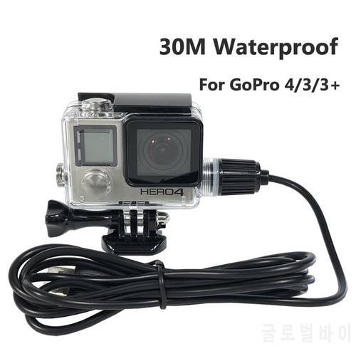 Mortocycle Charging Waterproof Housing Case for Gopro Hero 4/3/3+ Underwater Diving Protective Shell with USB Cable Accessories