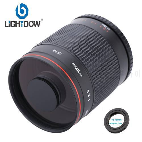 Lightdow 500mm F8.0 Telephoto Mirror Lens with T2-AI Adapter Ring for Nikon D3000 D3100 D7000 D80 D90 D7100 D5100 DSLR Camera