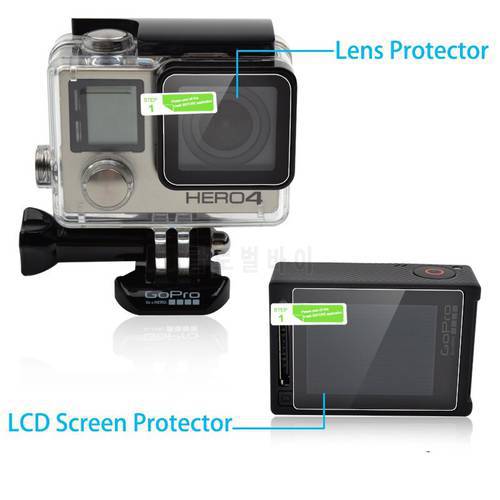 Screen Protector Ultra Clear LCD + Camera Housing Lens Protector Film for Go Pro HERO 4 Camera Accessories