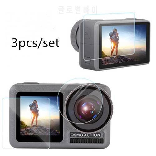 3PCS/SET Tempered Glass Screen Protector Scratch-resistant Protective Film Camera Accessories for DJI Osmo Action Sport Camera