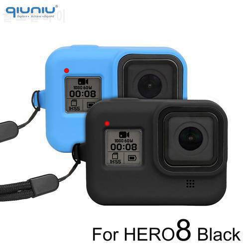 QIUNIU Soft Silicone Protective Case Cover Skin Sleeve Safety Wrist Strap Lanyard for For GoPro Hero 8 Black Go Pro Accessories