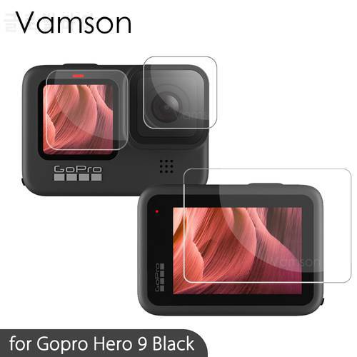 Vamson for Gopro Hero 10 9 Black Tempered Glass Screen Protector Action Camera Lens Screen Film for Gopro9 Accessories Camera