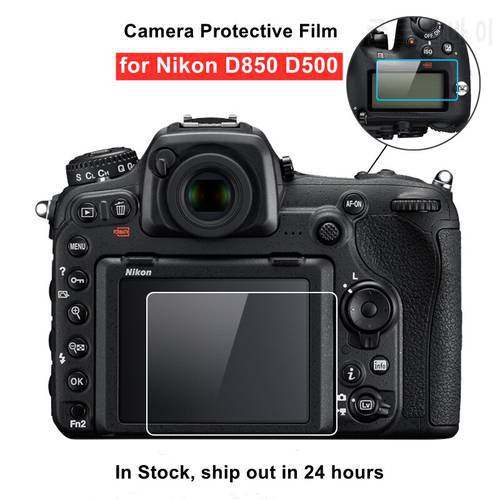 D850 Camera Protective Self-adhesive Glass Main LCD Display + Film Info Screen Protector Guard Cover for Nikon D850 D500 Camera