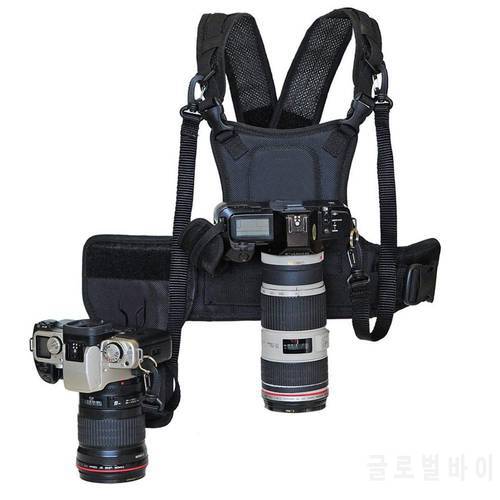 Carrying 2 DSLR Camera Double Shoulder Strap, Chest Harness System Vest Photography Belt for Nikon Canon Sony SLR/Camcorders