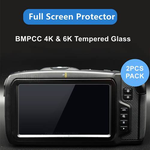 2pcs Tempered Glass for BMPCC 4K & 6K Camera Protective Glas Screen Protector for Blackmagic Design Pocket Cinema Came 4K