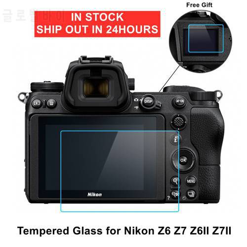 2PCS for Nikon Z6 Z6II Z7 Z7II Camera Protective Self-adhesive Glass Main LCD Display + Film Info Screen Protector Guard Cover
