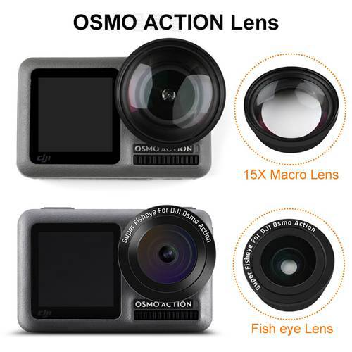 Camera External 15X Macro Lens for DJI OSMO Action /180 Degree Fisheye Lens OSMO Action Camera Accessories