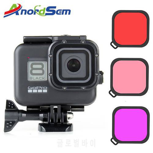 60M Waterproof Housing Black Protective Case + Filters Kit for GoPro Hero 8 Black Camera Protective Underwater Diving Cover