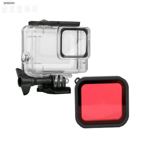 Waterproof Case Housing Underwater Protection Shell Diving Filter Red Set For Gopro Hero 7 Silver & White Camera Accessories