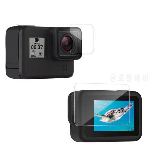 4Pcs HD Tempered Glass Screen + Lens Protector Film 2.5D Ultrathin Full Coverage for GoPro Hero 8 Camera Accessories