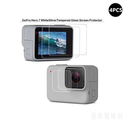 Tempered Glass Protector For GoPro Hero 7 White/Silver Camera Front Lens LCD Dsiaply Screen Protective Film Guard