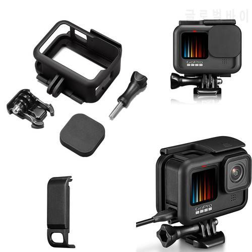 Plastic Set Protective Frame Housing Case With Battery Cover Battery Lid Door For Gopro Hero 10 9 Black Camera Accessories Mount