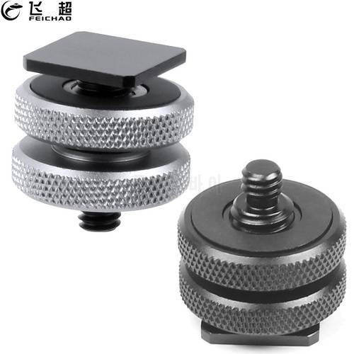 1x 3/8 Turn 1/4 Tripod Screw to Flash Hot Cold Shoe Mount Adapter Double Nut for Lights LED DSLR SLR Hotshoe Studio Accessories
