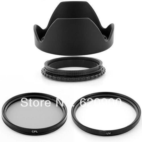 100% GUARANTEE 58mm Reversible Lens Hood + CPL + UV Filter Kit for Olympus E-510 E-410 E-5, E-600, E-450, E-620, E-30, DSLR
