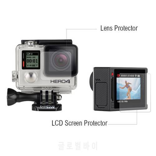 Screen Protector Ultra Clear LCD + Camera Housing Glass Lens Protector Film for GoPro HERO 4 Silver Camera Go pro Accessories