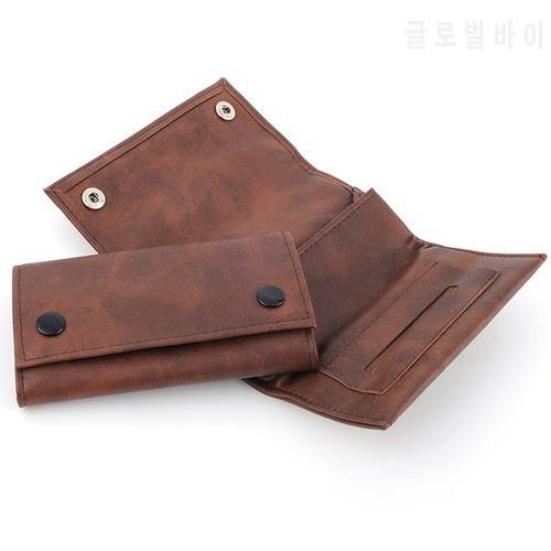 Portable Leather Pouch Zipper Buckle Tobacco Herb Pouch Case Bag Cover