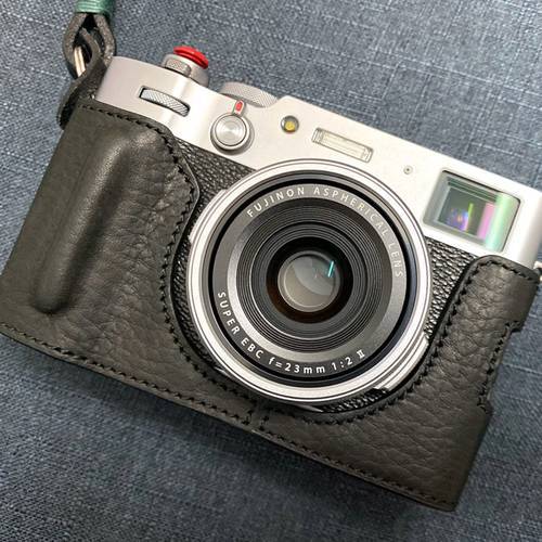 High Quality Handmade Genuine Real Leather Half Camera Case Bag Cover for FUJIFILM X100V