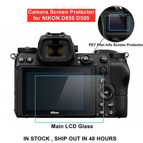 for Nikon D850 D500 Camera Tempered Protective Self-adhesive Glass Main LCD Display + Film Info Screen Protector Guard Cover