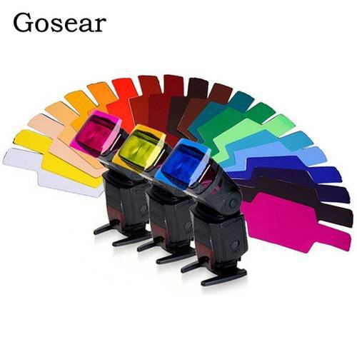 Gosear 15x6cm 20PCS Assorted Color Universal Transparent Flash Color Light Filter Gels for Photo Studio LED Strobe Flashlight