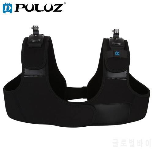 PULUZ Neopren Dual & Single Shoulder Strap Adjustable Chest Belt Mount for GoPro Max/HERO8 Black/7/6/5/DJI OSMO Action/Xiaoyi