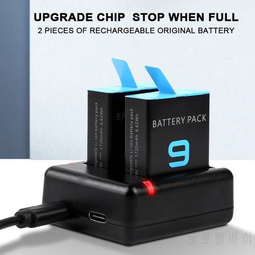 Dual Channel Battery charger Fast Charging Box Fit Type Micro USB Charging Cable for Gopro hero 9 black camera accessories