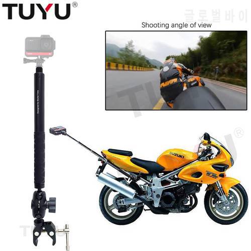 TUYU Motorcycle Third-Person Perspective Handlebar Bracket for GoPro DJI Insta360 One R X2 Invisible Selfie Stick Accessory