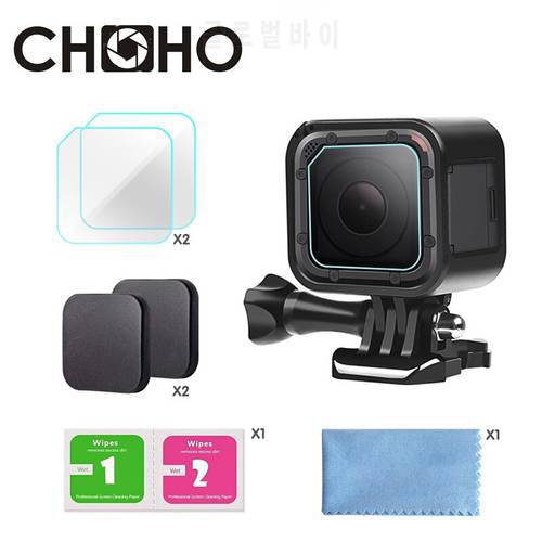 For Go Pro Screen Protector + Lens Cap Cover 2pcs Plastic Lens Caps Protector Film for GoPro HERO 4S 4 5 Session Accessories