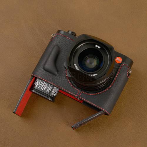 High Quality Handmade Genuine Real Leather Half Camera Case Bag Cover for LEICA Q2 With Wrist Strap
