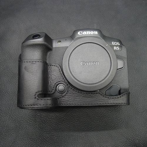 Genuine Leather R5 R6 Camera Case Bag handmade Cowhide Half Body for Canon EOS R5 R6