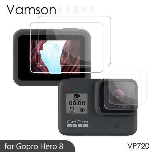 Vamson Screen Protector for GoPro Hero 8 Black Accessories Protective Film Tempered Glass for Go Pro Hero8 Action Camera VP720